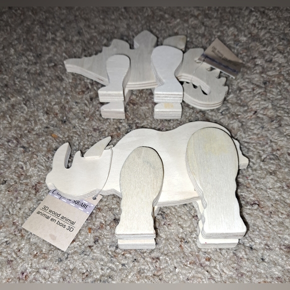 Dinosaur 6pc BUNDLE Mirror Decor & 3D Wood(T-Rex) (Rhinosarus) (Stegosaurus) NWT - Picture 11 of 12